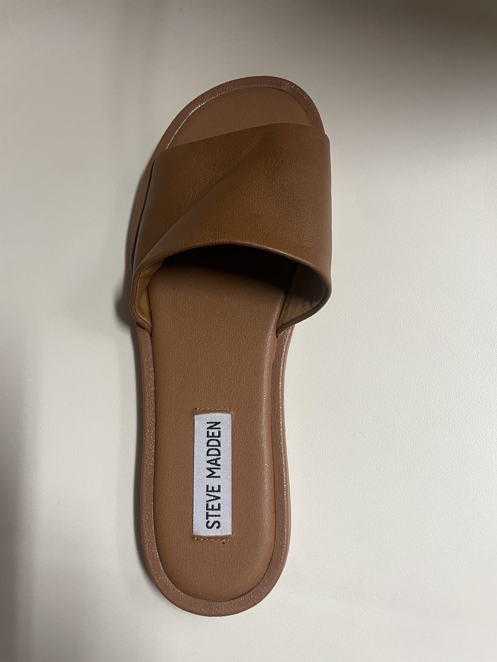 Steve Madden Tan Brown Slide Sandals